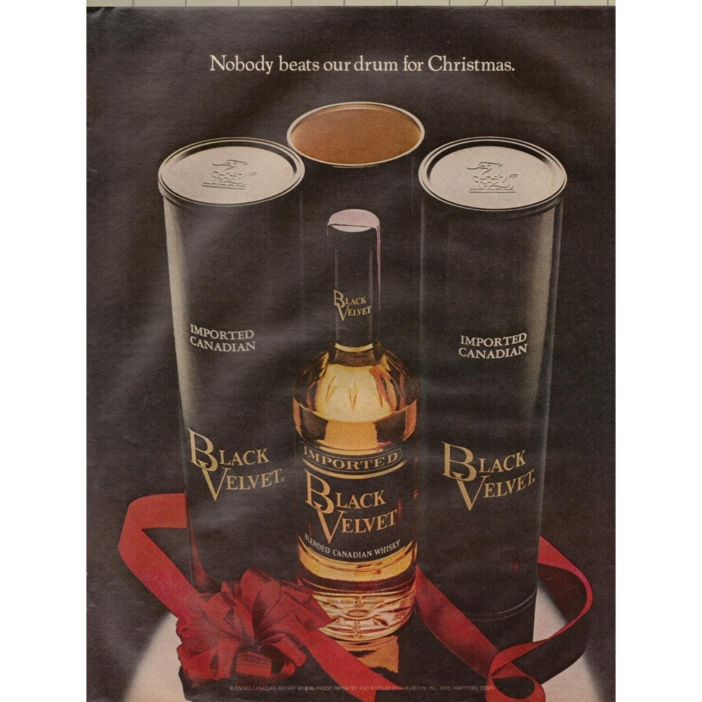 Black Velvet Canadian Whisky Christmas Gift Vintage Alcohol Print Ad 1970